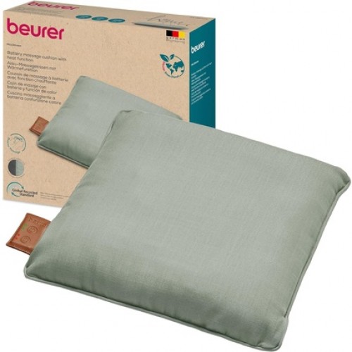 Beurer MG 139 Battery Massage Pillow with Heat Function Wireless Shiatsu Massage Cushion Switchable Heat Made from Recycled Material Machine Washable Automatic Shut-Off 40 x 40 cm Mint