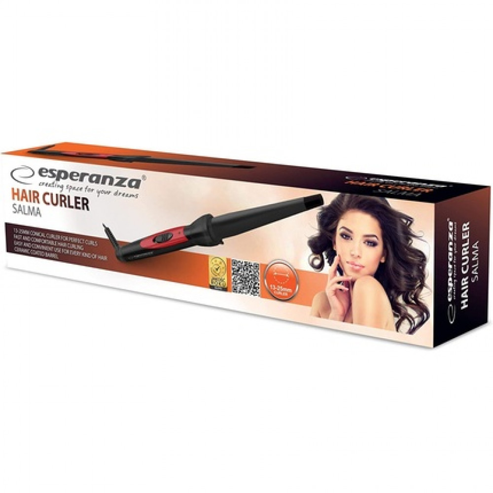 Esperanza Salma Conical Curling Iron 25W Black Color