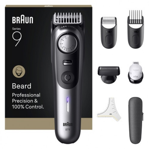 Braun Beard Trimmer Series 9 Bt9520 With 7 Barbering Tools In Satin Chrome