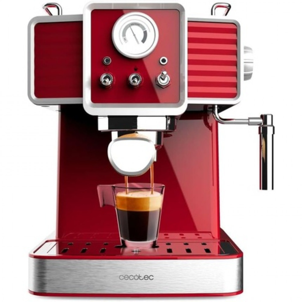 Cecotec Power Espresso 20 Tradizionale Light Red Espresso Machine 1350W ForceAroma Technology with 20 Bar Swivel Steam Outlet Double Arm Automatic Shutdown Removable Drip Tray Red