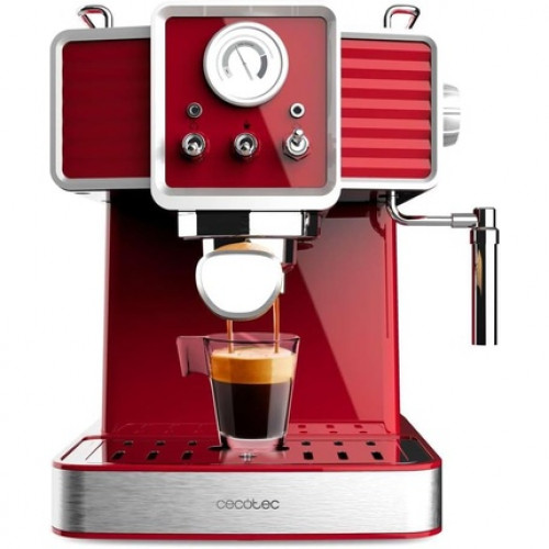 Cecotec Power Espresso 20 Tradizionale Light Red Espresso Machine 1350W ForceAroma Technology with 20 Bar Swivel Steam Outlet Double Arm Automatic Shutdown Removable Drip Tray Red