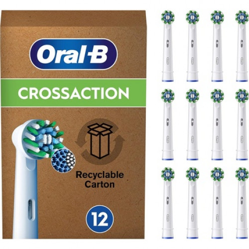 Oral-B Pro Cross Action Electric Toothbrush Head X-Shape and Angled Bristles Pack of 12 - White
