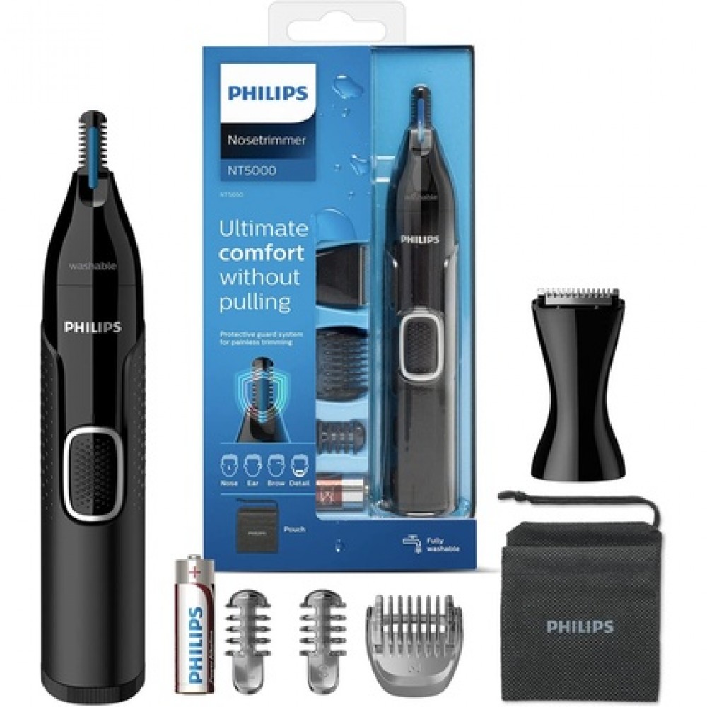Philips Series NT5650/16 5000 Battery-Operated Nose, Ear and Eyebrow Trimmer Black