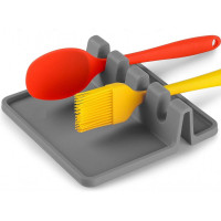 AJ Silicone Spoon Rest with Drip Pad, Βάση Κουτάλας πολλών Θέσεων, Σετ των 2τμχ, Grey 