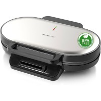 Emerio Waffle Maker, Διπλή Βαφλιέρα 1200 W με Ρυθμιζόμενη Θερμοκρασία, Για 10 Βάφλες σε Σχήμα Καρδιάς, BPA-Free