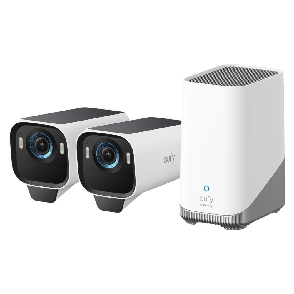 Anker eufyCam S3 Pro ΚΙΤ 2 Ασύρματων Καμερών 4K SolarPlus 2.0 με Κέντρο,Radar Dual Human detection,MaxColor Night Vision,by Eufy 