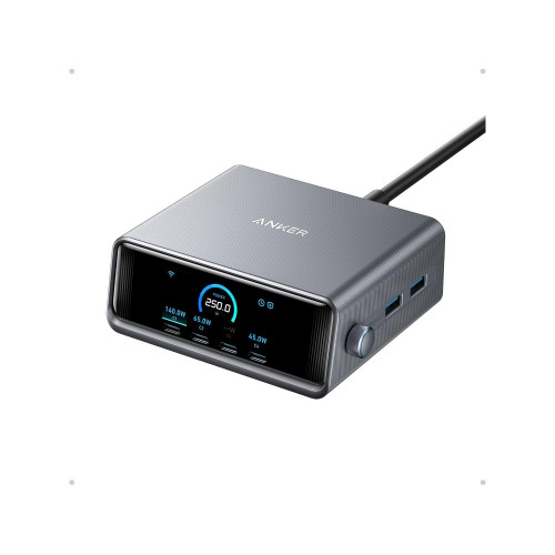 Anker GaN Prime Charging Station 250W με 4*USB-C, 2*USB-A & Οθόνη LCD, Γκρί 