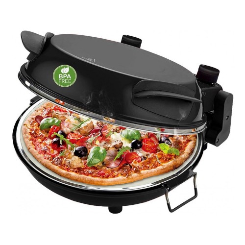 Emerio Pizza Oven, Παρασκευαστής Πίτσας με Πυρίμαχη πέτρα 31,5cm, Έως 420°C + 2 Pizza Servers, Black 