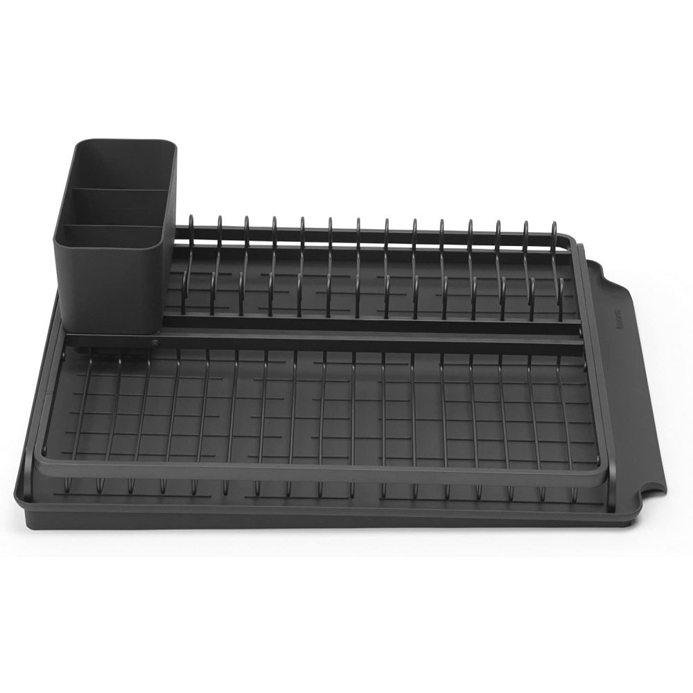 Brabantia Dish Drying Draining Rack, Στεγνωτήρας Πιάτων με Δίσκο 39x50cm, Dark Grey 