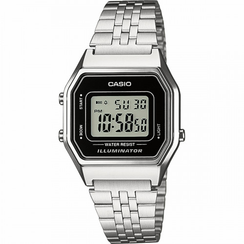 Casio Ψηφιακό Γυναικείο Ρολόι 28mm Μπαταρίας με Ασημί Μεταλλικό Μπρασελέ