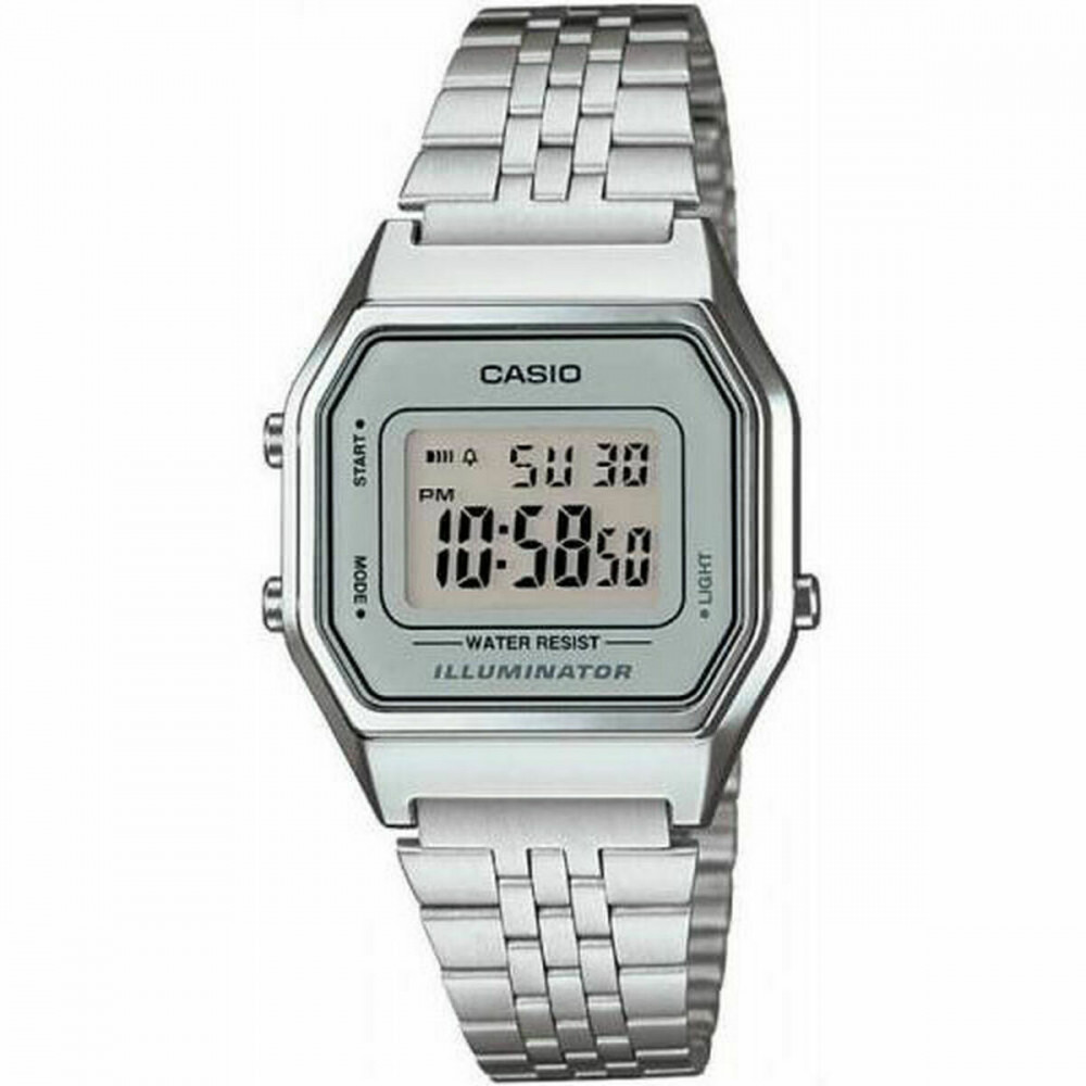 Casio Retro Ψηφιακό Γυναικείο Ρολόι 33.5mm Μπαταρίας με Ασημί Μεταλλικό Μπρασελέ