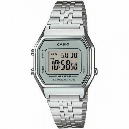 Casio Retro Ψηφιακό Γυναικείο Ρολόι 33.5mm Μπαταρίας με Ασημί Μεταλλικό Μπρασελέ