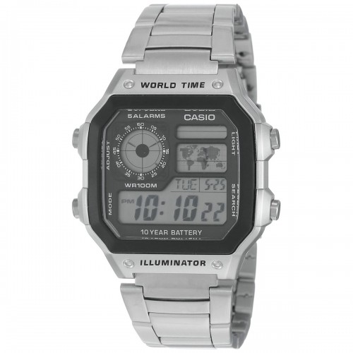 Casio Ψηφιακό Ανδρικό Ρολόι 42mm Μπαταρίας με Ασημί Ατσάλινο Μπρασελέ