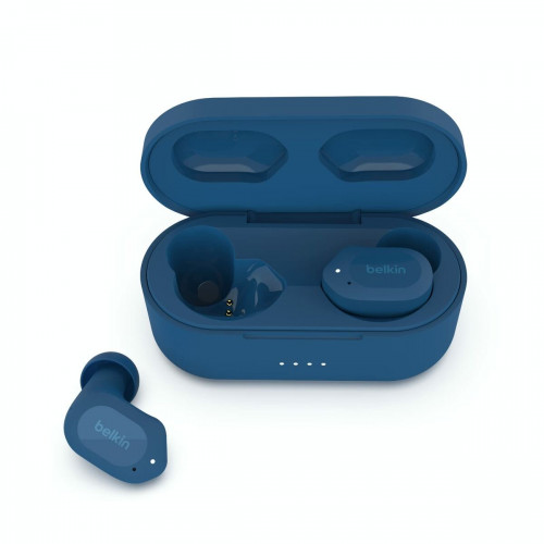 Belkin Soundform Play True In-ear Bluetooth Handsfree Ακουστικά με Αντοχή στον Ιδρώτα και Θήκη Φόρτισης Μπλε