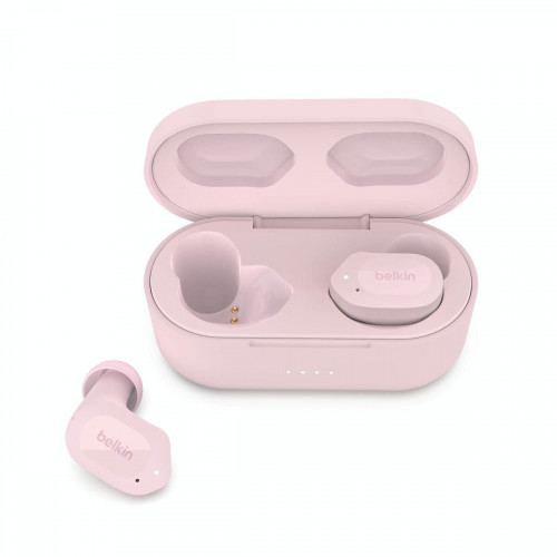 Belkin Soundform Play True In-ear Bluetooth Handsfree Ακουστικά με Αντοχή στον Ιδρώτα και Θήκη Φόρτισης Ροζ