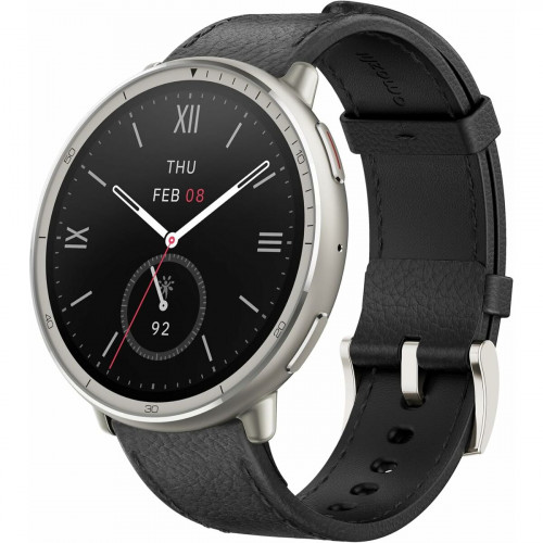 Amazfit Active 2 Stainless Steel 44mm Smartwatch με Παλμογράφο (Black Leather)
