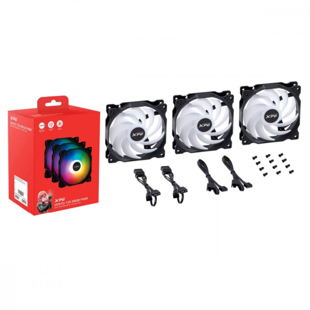 Adata XPG Vento 120 ARGB Case Fan με Σύνδεση 3-Pin 3τμχ