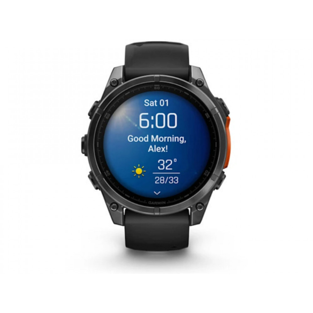 Garmin Fenix 8 Stainless Steel 47mm Αδιάβροχο Smartwatch με Παλμογράφο (Slate Grey With Black Silicone Band)