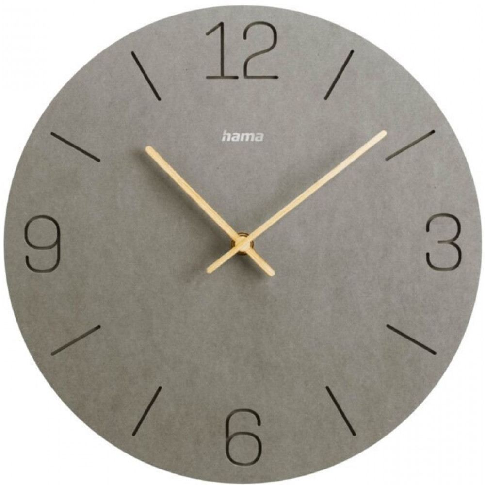 Hama Wanduhr Kreta grey   30cm eingravierte Ziffern   185881