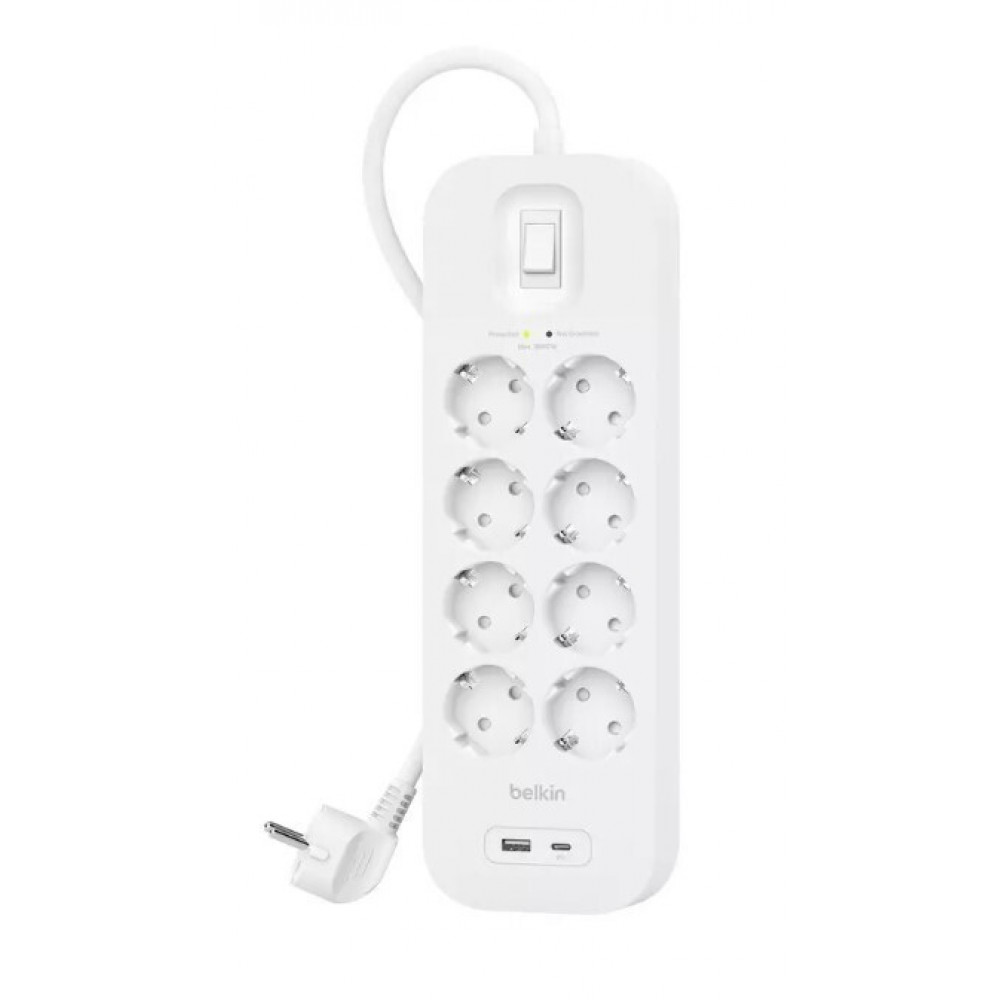 Belkin Steckdosenleiste 8-fach + USB-A+C,900J,18W,2m SRB003vf2MV2
