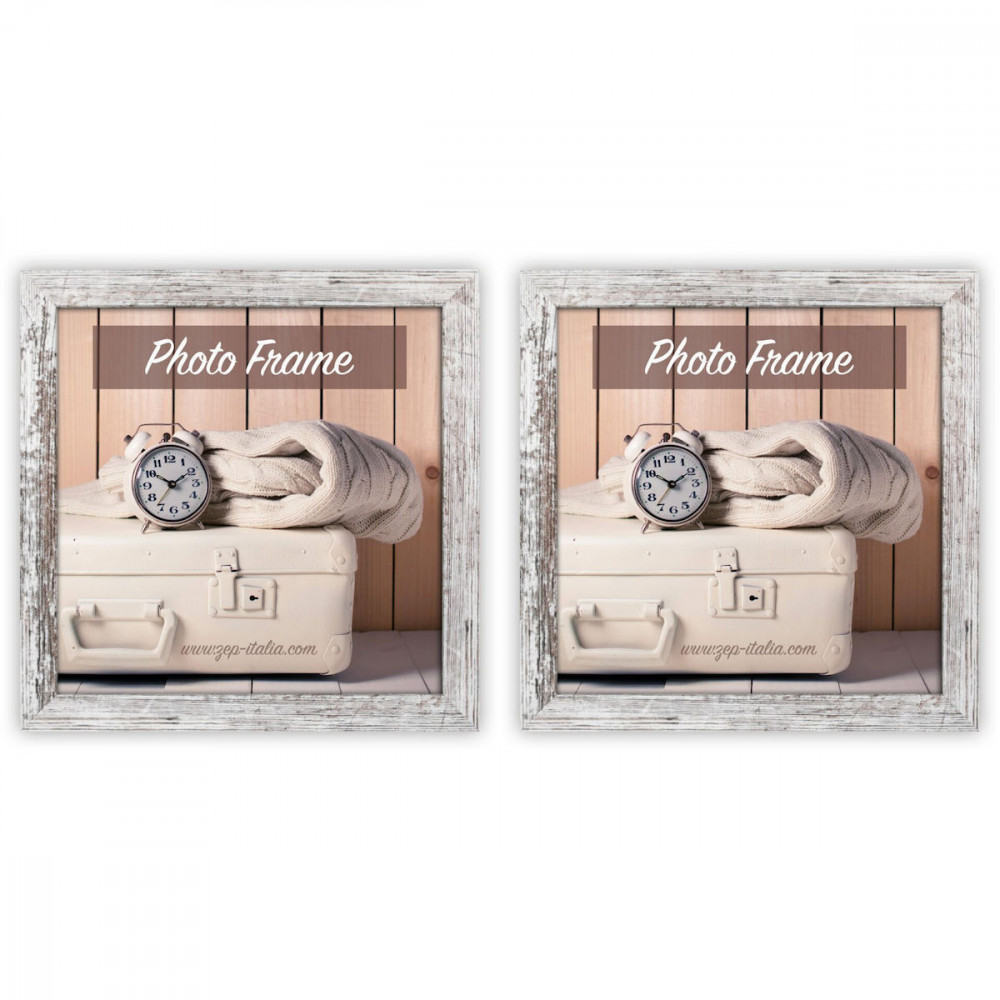 2x1 ZEP Nelson6 white/braun 15x15 Holz Bilderrahmen     V21156