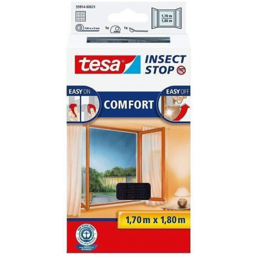 Tesa Fliegengitter Fenster klett 1,7X1,8m Black 55914