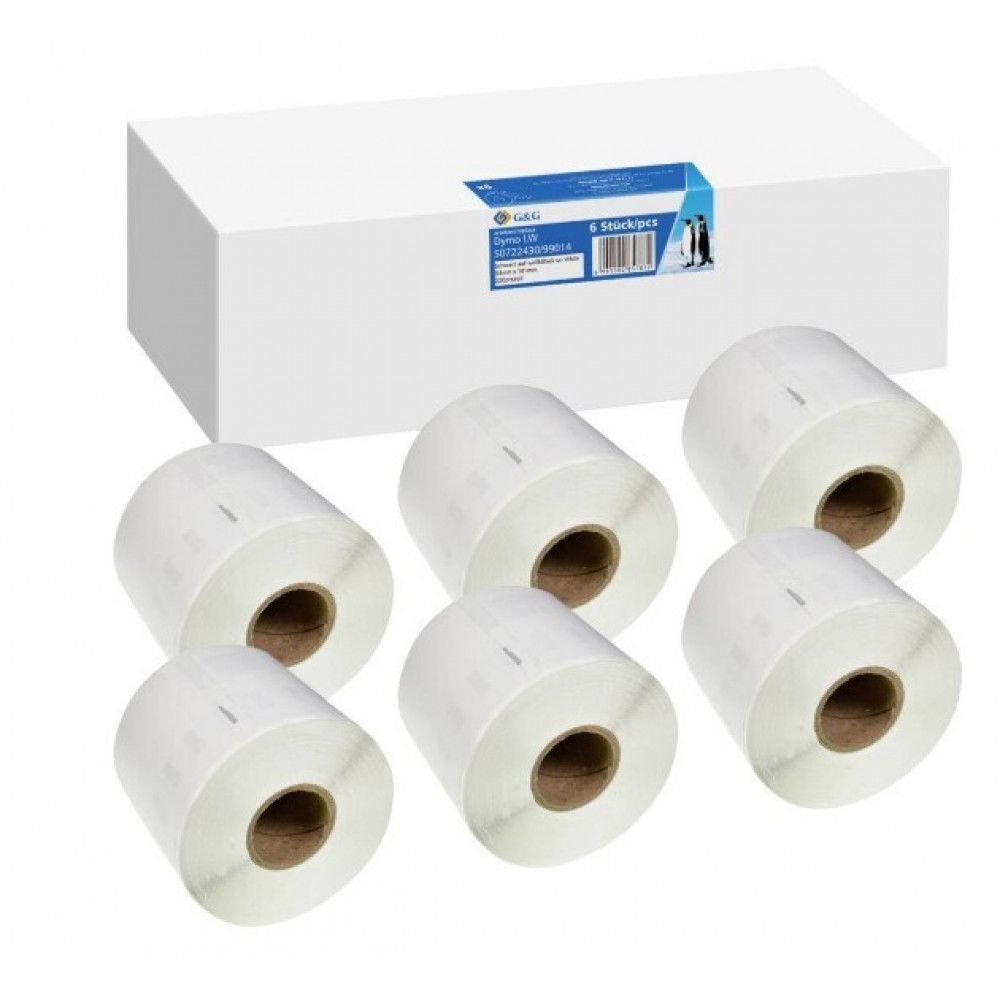 6x G&G Etiketten 54mm x 101mm sw Komp. m. Dymo S0722430/ 99014