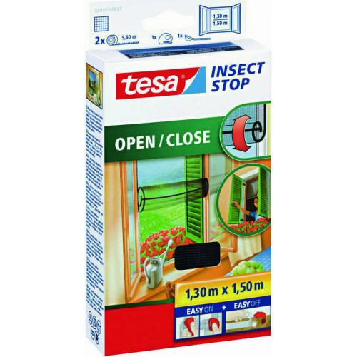 Tesa Fliegengitter open/close 1,3x1,5m Black Klettband