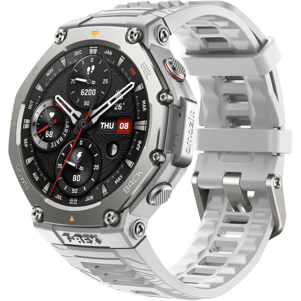Amazfit T-Rex 3 Stainless Steel 48mm Αδιάβροχο Smartwatch με Παλμογράφο (Hazy Gray)