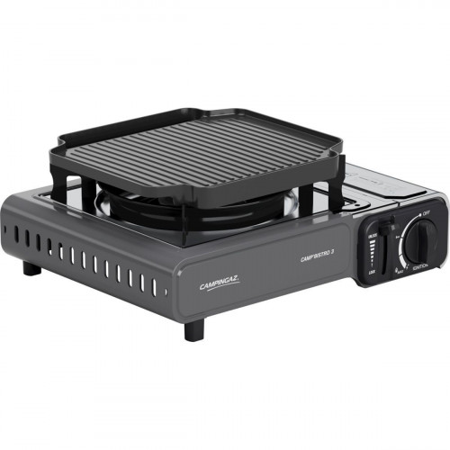 Gaskocher CampBistro 3 mit Grillplatte (Silver/grey, 2,2kW Einflammkocher, Modell 2025)