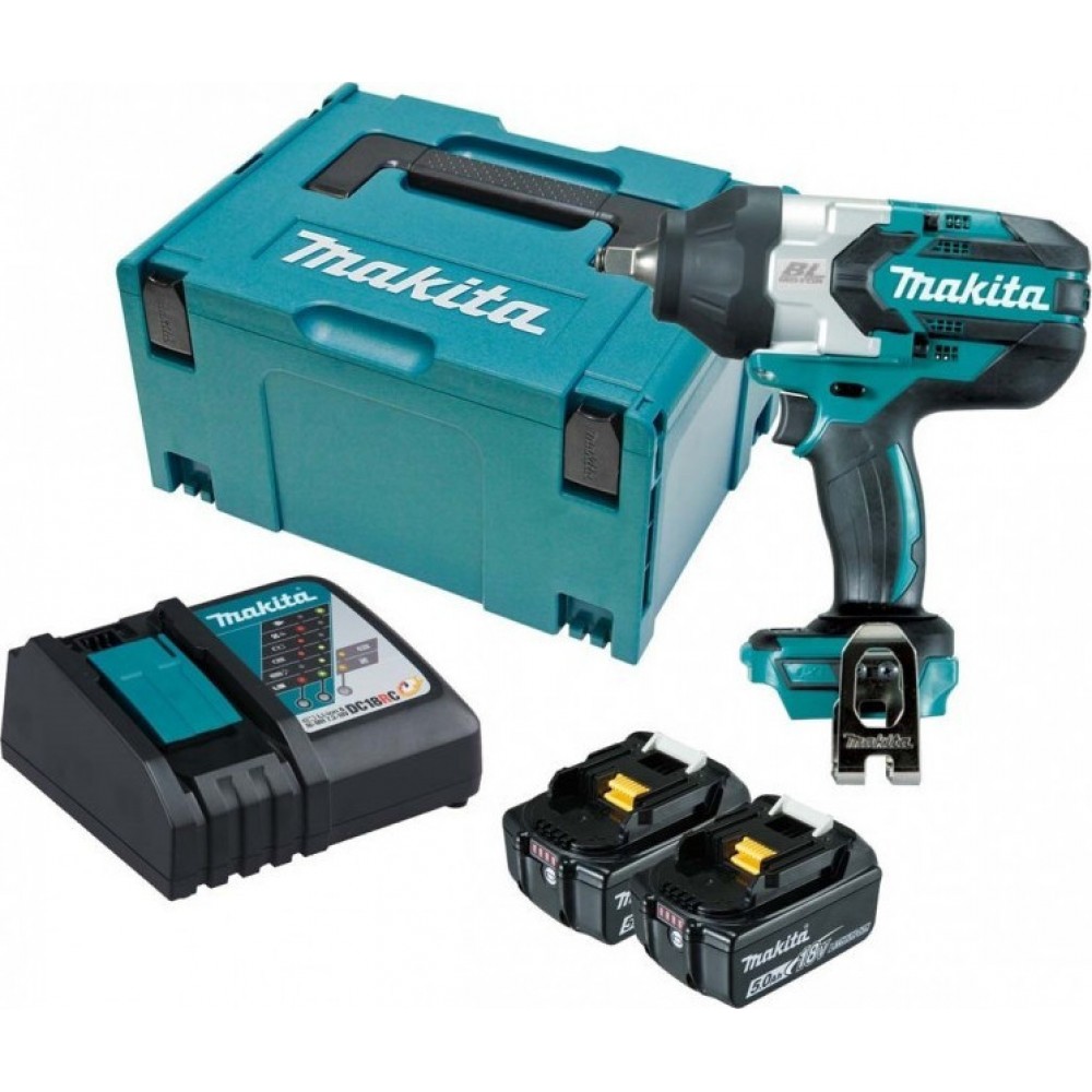 cordless impact wrench DTW1002RTJ, 18Volt (Blue/Black, 2x Li-Ion-Akku 5Ah, in MAKPAC Gr.3)