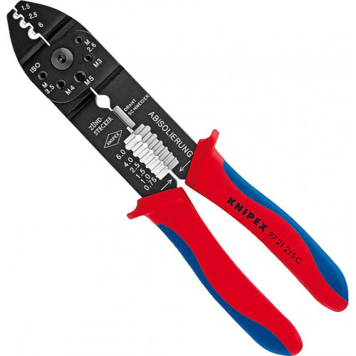 Knipex Πρέσα Ακροδεκτών Διατομής 0.5-6mm² με Απογυμνωτή (Μήκος 230mm) 97 21 215 C