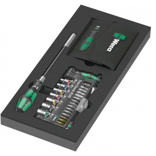 9750 Kraftform Kompakt und Tool-Check PLUS Set 1, 57-piece (Black/gr�n, Steckschl�ssel- und Bit-Satz, in Schaumstoffeinlage f�r Werkstattwagen)