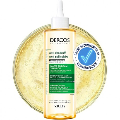 Vichy Dercos Anti-Dandruff Water to Foam Shampoo for Curls and Coils 200ml