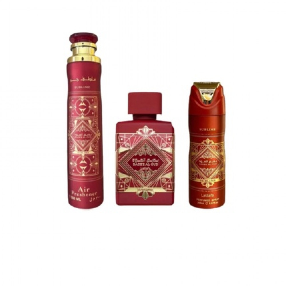 Lattafa Badee Al Oud Sublime Unisex 3 Piece Gift Set 3.4 Fl Oz EDP