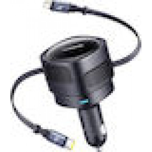 Baseus Enjoyment Max car charger with USB-C+Lightning cables 60W Black
