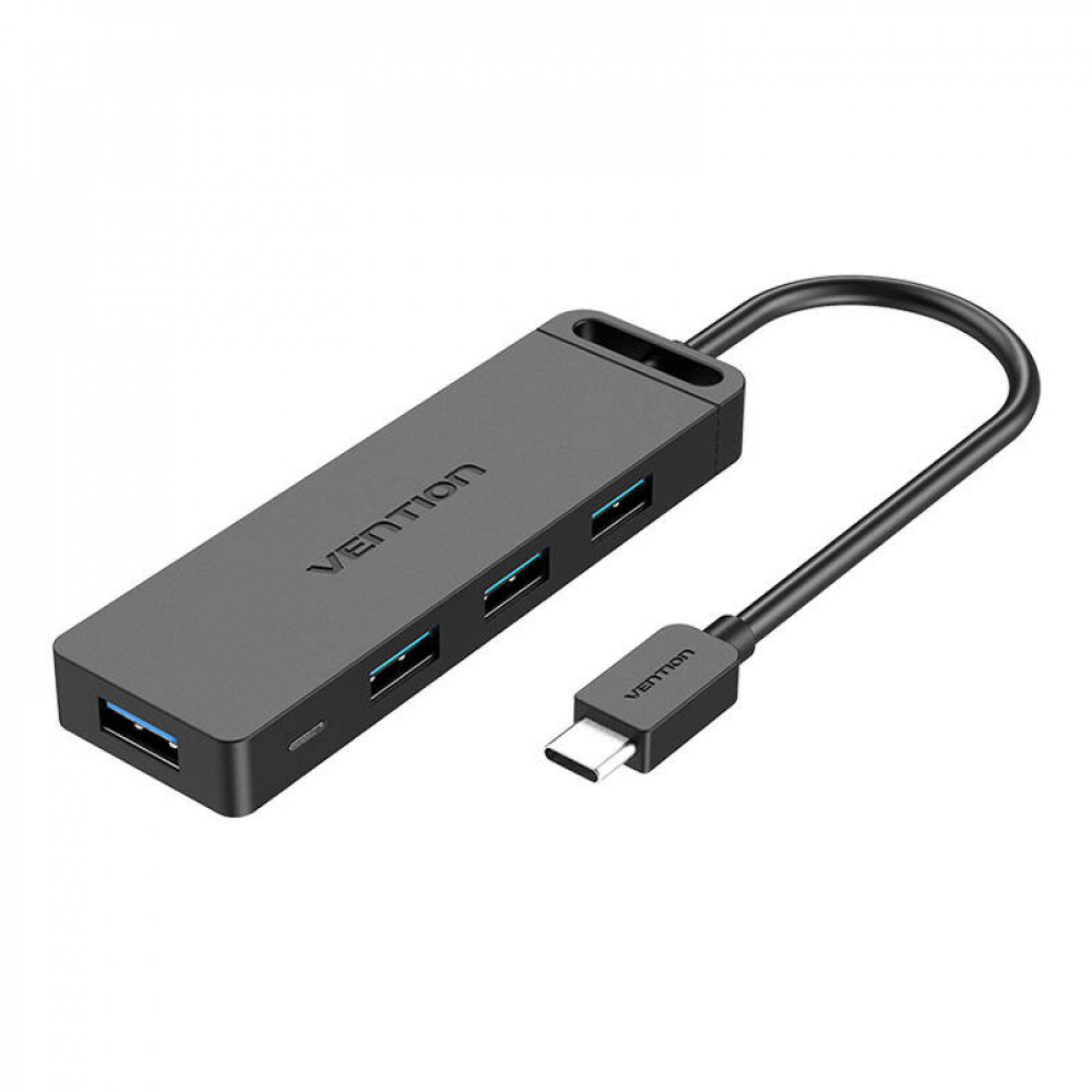 Hub 5in1 with 4 Ports USB 3.0 and USB-C cable 0.5m Vention TGKBD Black ABS