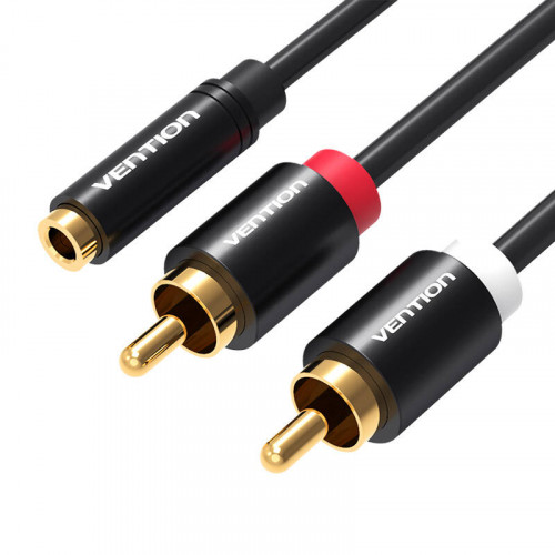 3.5mm Female to 2x Male RCA Audio Cable 1.5m Vention VAB-R01-B150 Black
