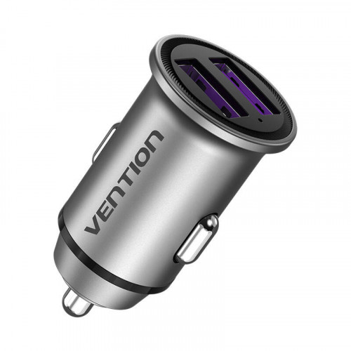 Dual Port Car Charger Vention FFEH0 USB A+A(30/30) Gray