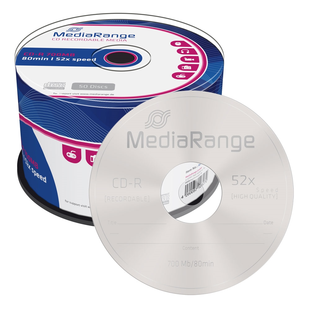 MediaRange CD-R 80 700MB 52x Cake Box x 50 (MR207)