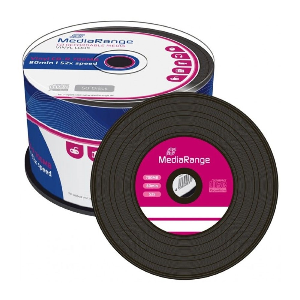 MediaRange Vinyl CD-R 80 700MB 52x Black dye Cake x 50 (MR225)