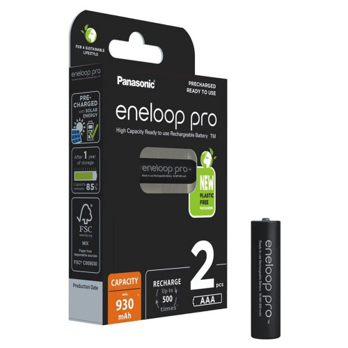 Panasonic Eneloop Pro Επαναφορτιζόμενες Μπαταρίες AAA Ni-MH 930mAh 1.2V 2τμχ