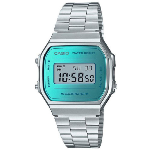 Casio Vintage Iconic Ψηφιακό Ανδρικό Ρολόι 36.3mm Μπαταρίας με Ασημί Μεταλλικό Μπρασελέ